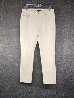 Eileen Fisher Slim Ankle Jeans, Color Ecru, Organic Cotton, Size 10, NEW